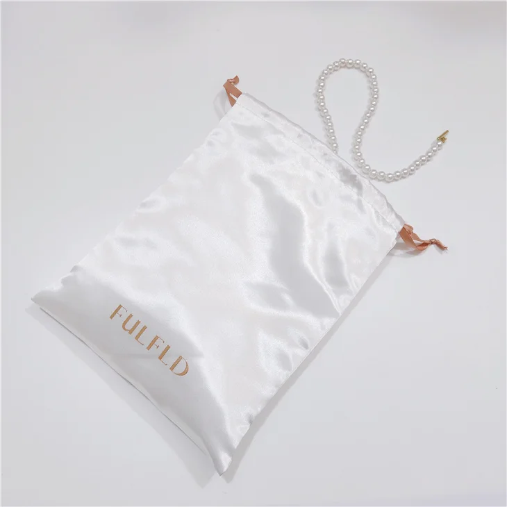 Custom Luxury Silk Bags For Hair Extensions Folding Satin Envelope Pouch For Wedding Hair Accessories Packaging boxes Luxury Wig