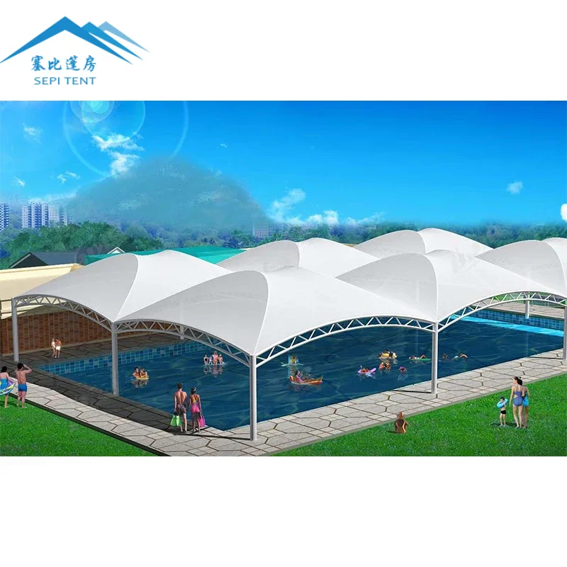 High Quality PVDF Cover Roof Stretch Outdoor Swimming Pool Tent Waterproof Tensile Membrane Structure