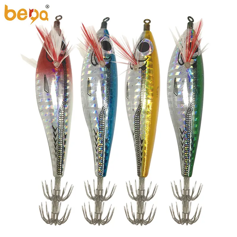 Manufacture directly sale  quality luminous hard plastic shrimp lure bait super with squid hooks