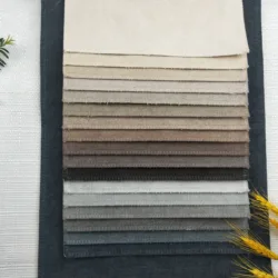European Stock Lot khaki grey brushed  Plain Dyed sofa Curtain Table Chair Textile Cover Haining Fabric price