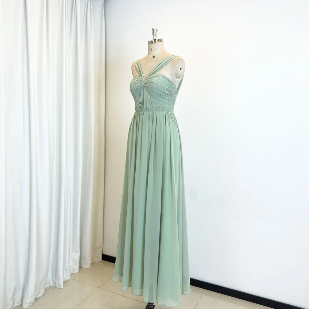 TEENYEE New Trends Plus Size Strap backless bridesmaid Dresses Green china Bridesmaid Long Dress For Leading Girls