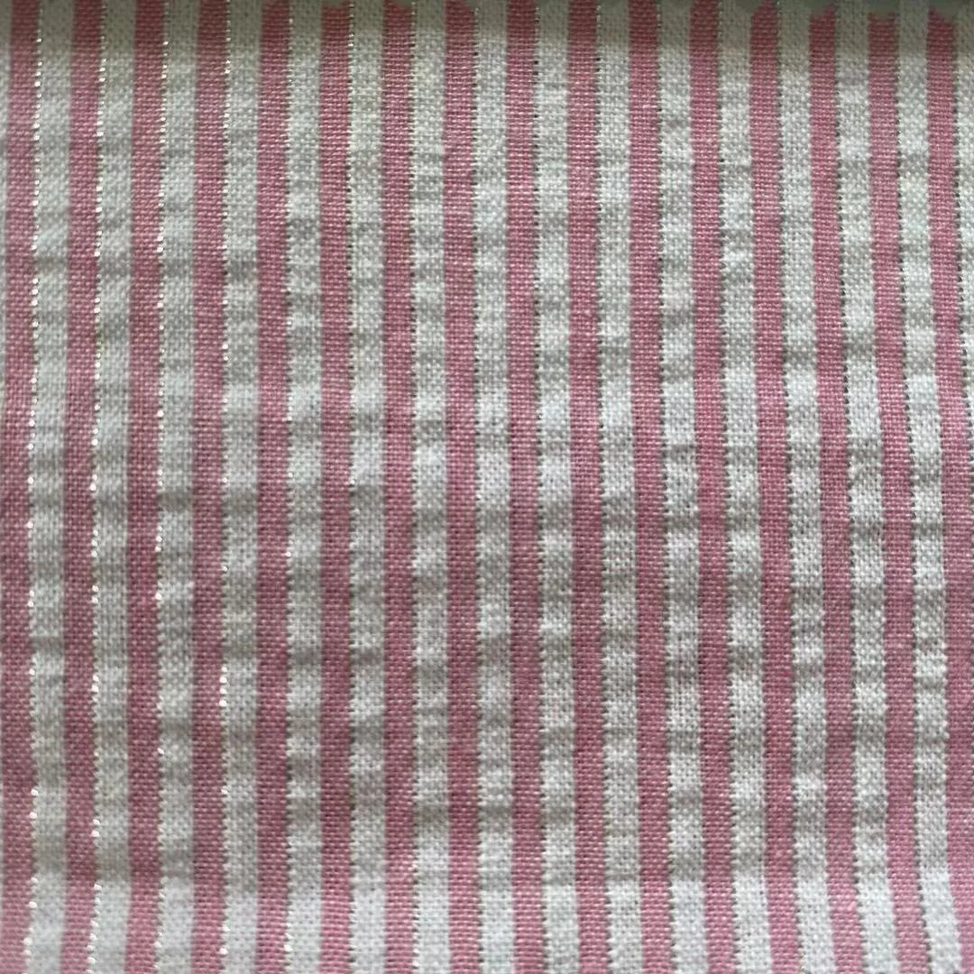 Wholesale Yarn Dyed stripes Fabric, Cotton + Silver metalic yarn stripe fabric