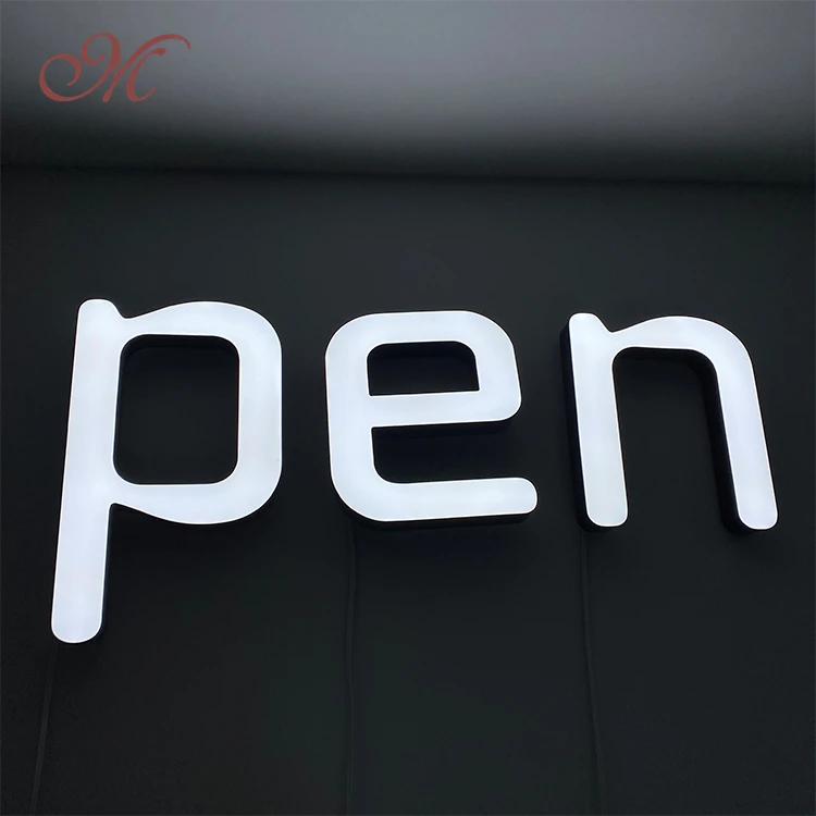 LED 3d logo pattern custom sign light IP68 channel marquee letters acryl sign front light signs