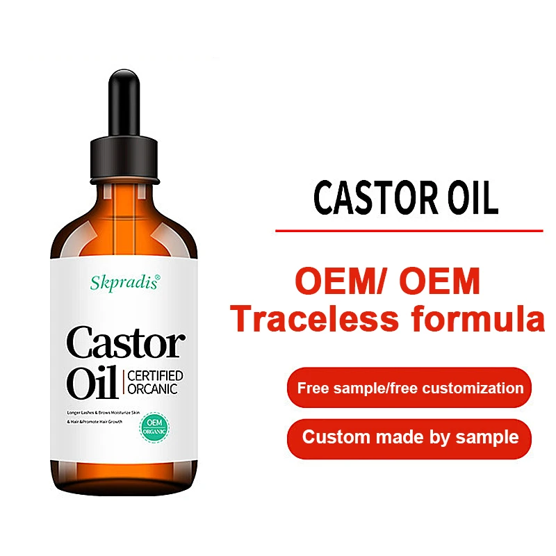 100% Pure Natural Organic Premium Cold Pressed Eyelash Hair Growth Serum Castor Oil Custom Logo Liquid Eyelash Growth Treatments