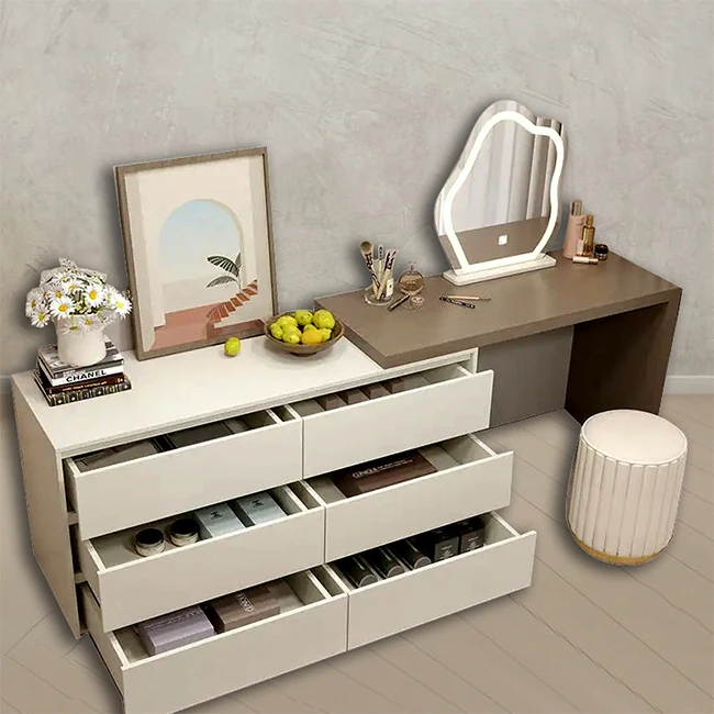 Modern Intelligent Furniture Multifunctional Princess Dressing Table Entryway Dressing Table with Mirror Chair Intelligent Table