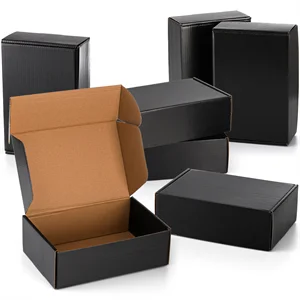 Custom printed cardboard rigid hard magnetic packaging boxes gift box with magnetic lid black folding product boxes
