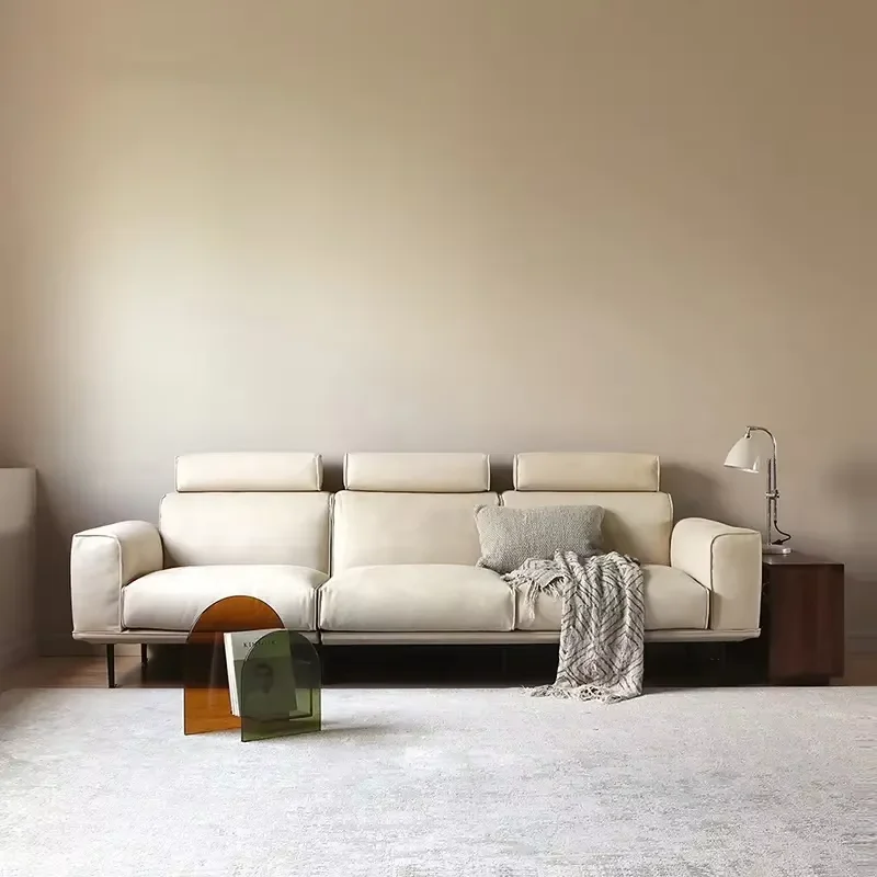Modern simple light luxury corner sofa casual velvet fabric beige white three-seat sofa popular straight sofa