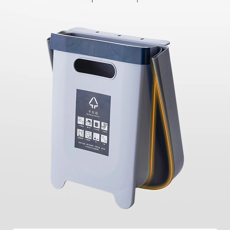 9L Plastic Hanging Door Foldable Kitchen Garbage Can Storable Waste Bins Garbage Bags Fixable For Rubbish