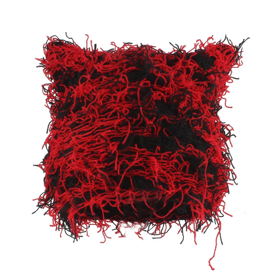 FF3087 Winter Outdoor Knit Beanie Hat with Cat Ear Warm Skull Cap Knitted Slouchy Fuzzy Winter Hats Distressed Y2k Beanies Cap