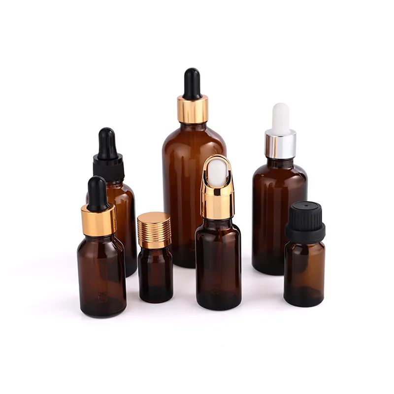 Amber 5ml 10ml 15ml 20ml  30ml 50ml 100ml Essential Oil Dropper Bottle With Screw Dropper Cap Glass Dropper Bottles wholesale