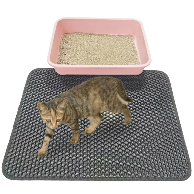 
L Double layer waterproof foldable pet toilet eva cat litter trap mat 