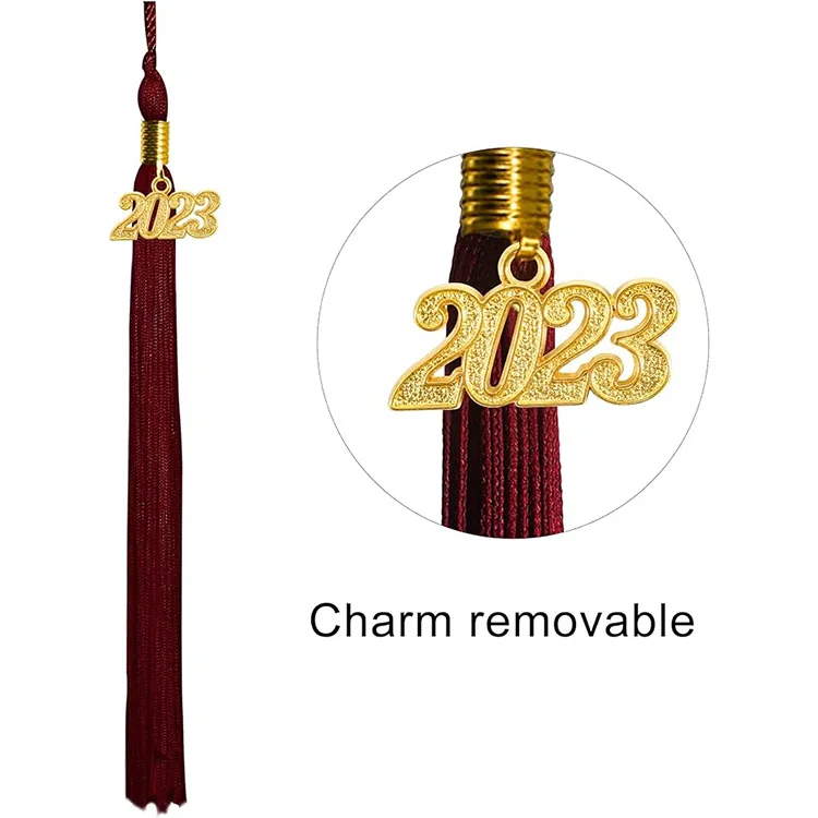 2023 Custom Logo High School Shiny Gold 100%Polyester Graduation Cap & Tassel