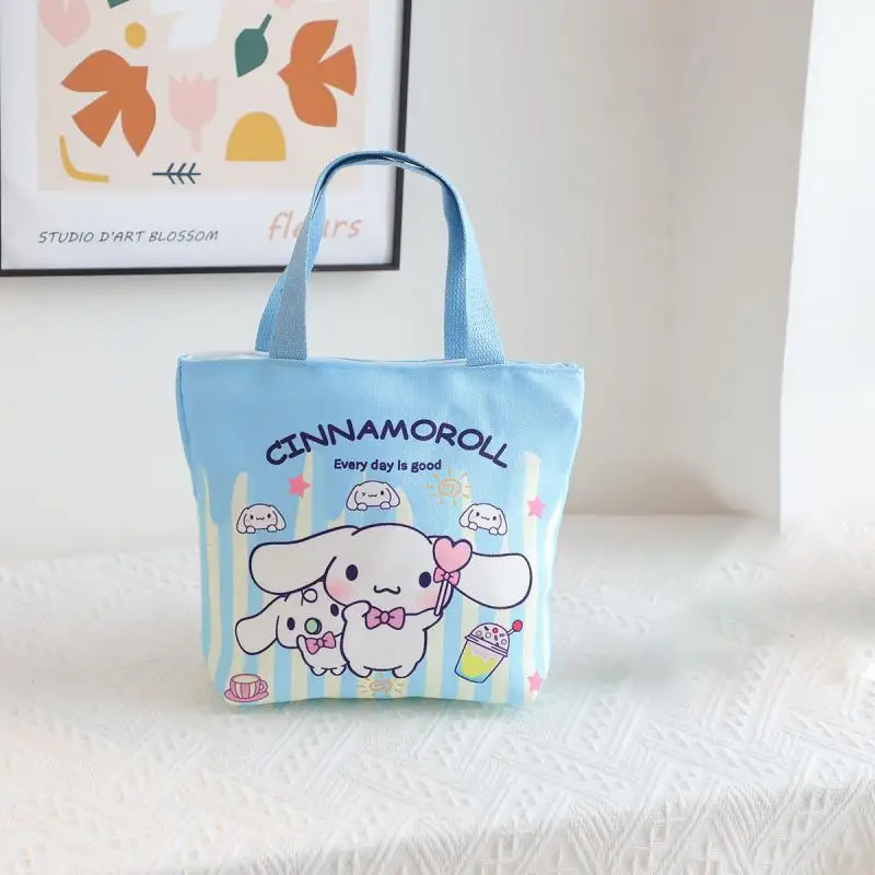 Hello Kt Cartoon Sanrioed Lunch Box Bag Kawaii Kuromi My Melody Cinnamoroll Pochacco Large Capacity Handbag Student Bag