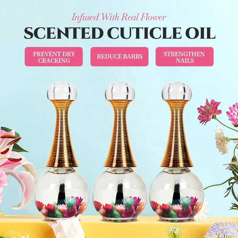 Scented Flavors Cuticle Revitalizer Oil Pen Nail Wholesale OEM Nutrition Oil Repair Nails Polish With Flowers With Brush Tip