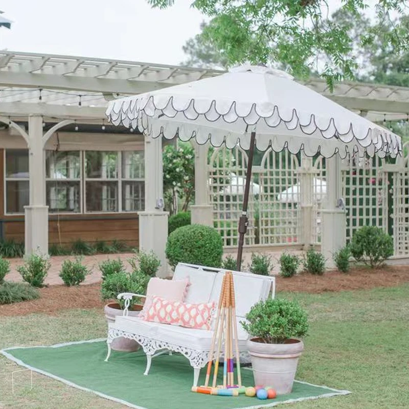 Ruffled Edge Courtyard Patio Umbrella Outdoor Sunshade Easy Assembly Parasol Patio Umbrella With Adjustable Tilt