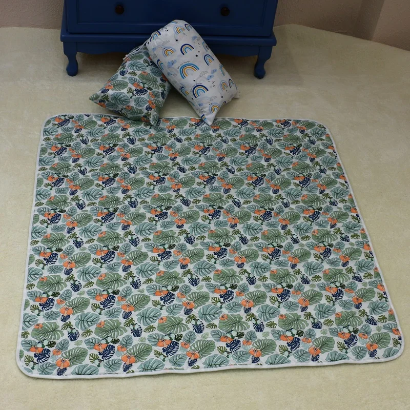 18% скидка, легко свернутый компактный зеленый легко транспортируемый коврик для хранения живота, детский игровой коврик для малышей с лесными листьями