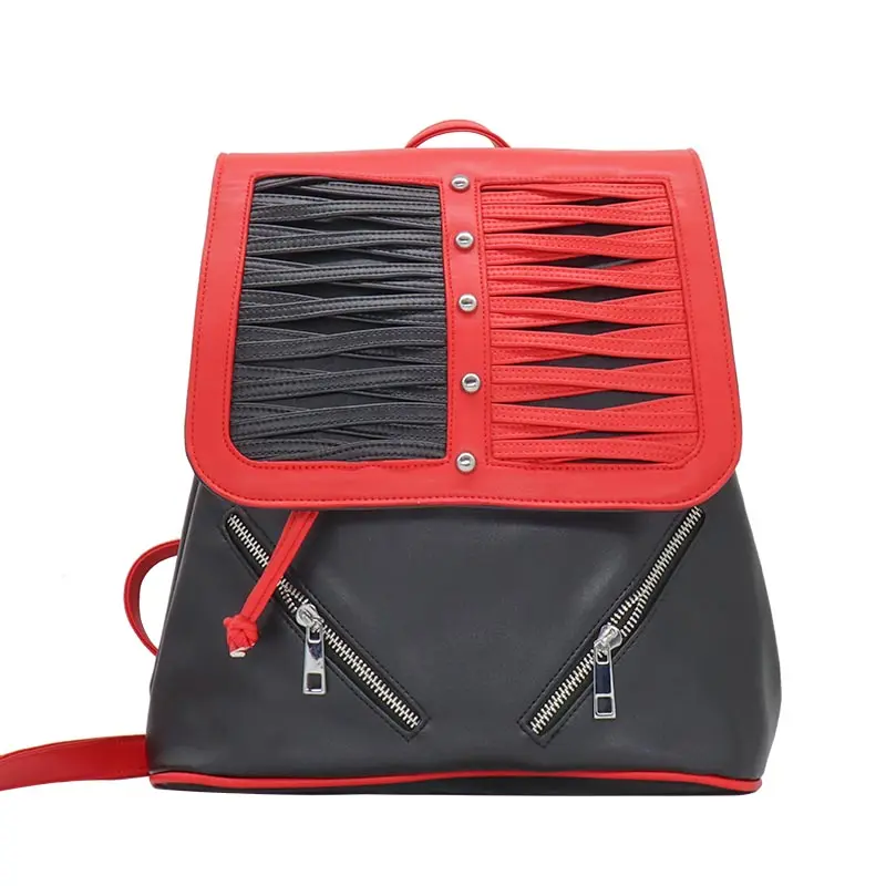 Popular Durable Pu Vegan Leather Custom Logo Waterproof Gothic Punk Rock Backpacks For Teenagers