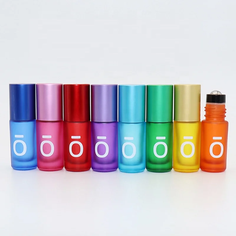 Frosted Glass Roll Bottles with Stainless Steel Ball for Essential Oils