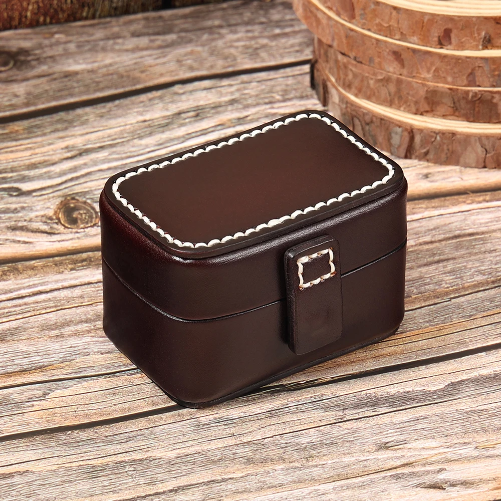 Single Gift Packaging Organizer Storage Watches Case For Men Travel Portable Luxury Cowhide Leather Watch Box