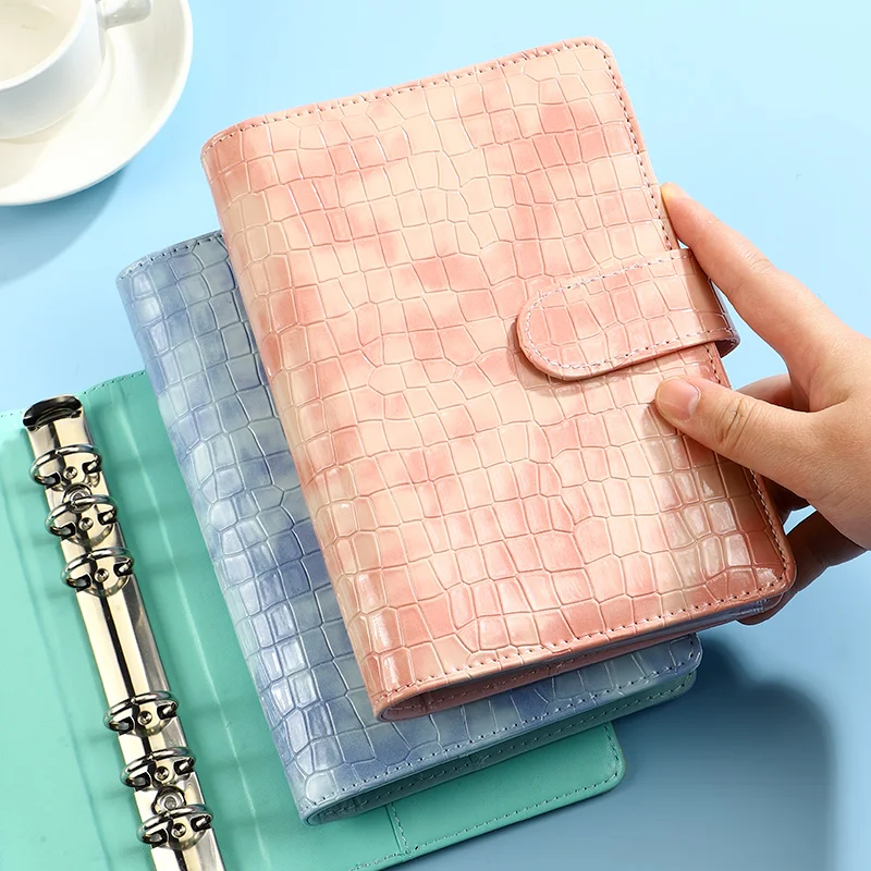 PU Leather Alligator Pattern Macaron Notebook Binder Book Cover with card slot agenda planner organizer stationery A6 A5