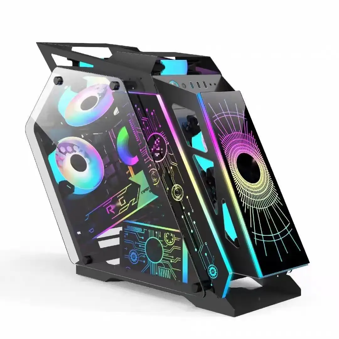 Hot Sales Micro ATX/ITX PC Gaming Case CPU GPU Cabinet Computer Cases&Towers For Desktop USB3.0 Tempered Glass Luminous Light