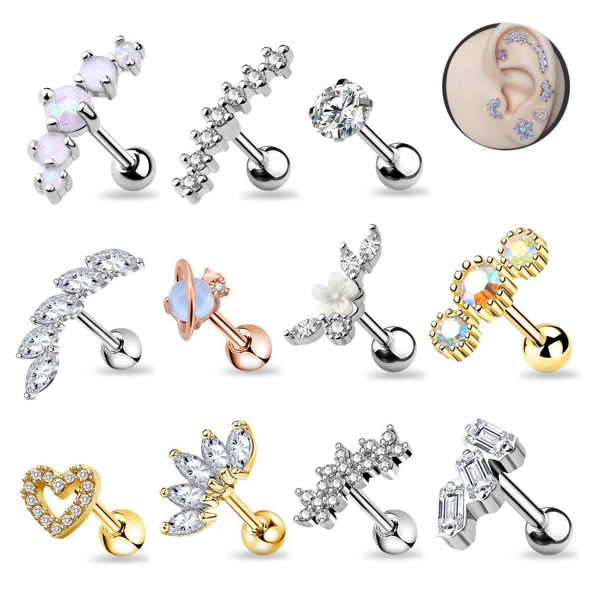 2022 funny stainless steel conch helix daith tragus cartilage earrings stud body ear pierc ring piercing jewelry