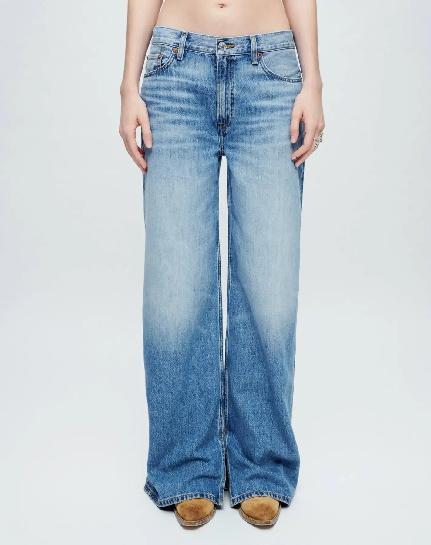 Custom Women Low Rise Wide Leg Denim Pants Loose Full Length Straight Jeans Baggy Wide Leg Jeans For Women