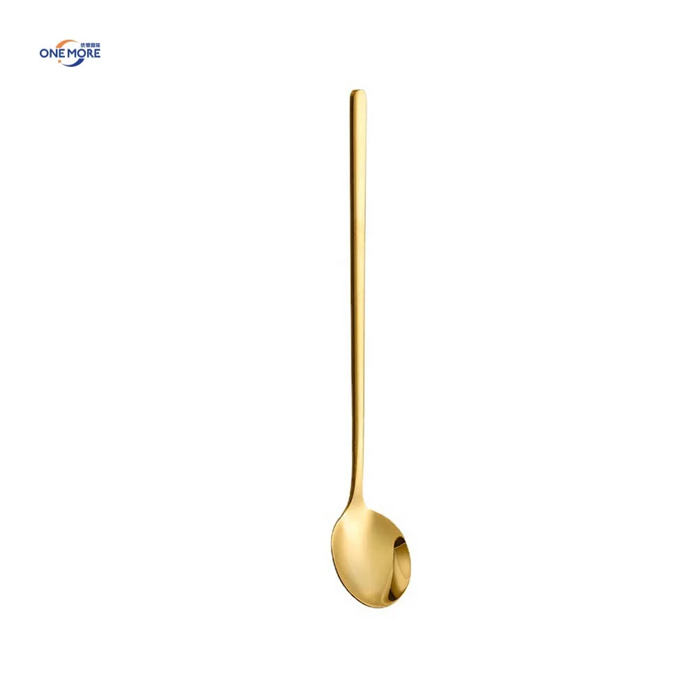 Drink Stirring Spoon 6.7 Inches Long Handle Stainless Steel Gold Flatware Coffee Teaspoon