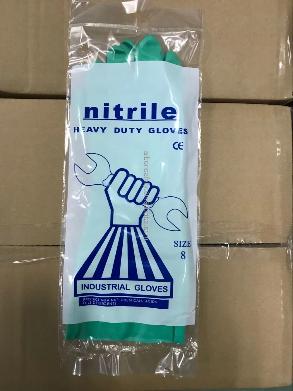The New Listing Different Size Nitrile Butadiene Rubber Hairdressing Green Chemical Resistant Gloves Professional Certified