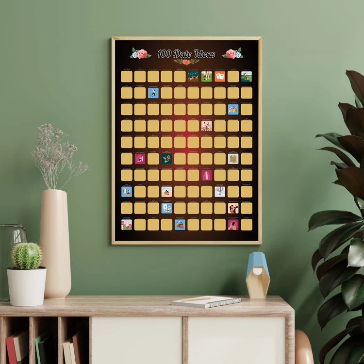 Hot sale Scratch Off  poster Custom design 100 Dates Scratch Off Poster Bucket List