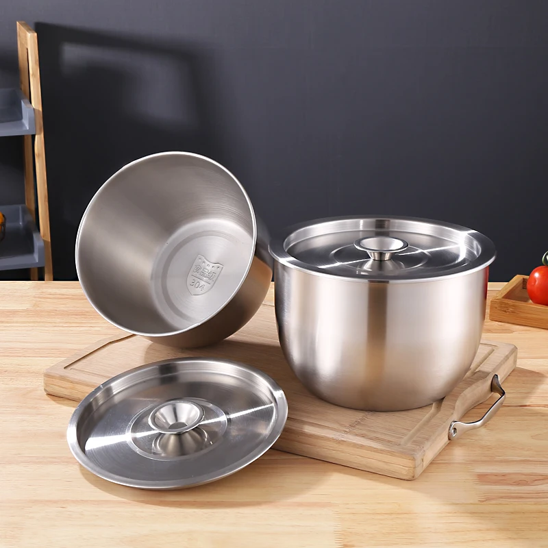 Kitchen Multifunction Large Stainless Steel Mixing Bowl with Lids Set Salad Bowl Heat Food Wash Vegetables and Fruits Basin