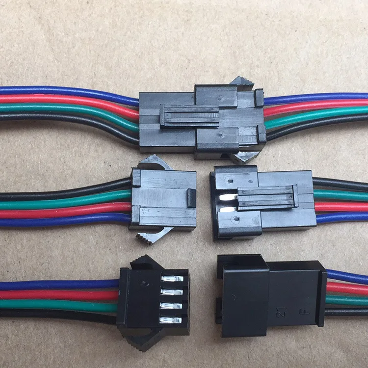 Wavelink Wholesale 4 Pins 2.54mm SM Plug Connector Male Female Pair Connectors Electrical Wire Connector for LED Strip RGB LED L