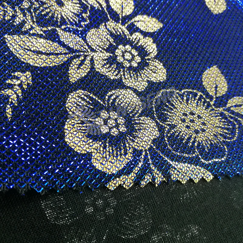 Royal Blue Foiled Metallic Bonding Fabric for Robes Tunic