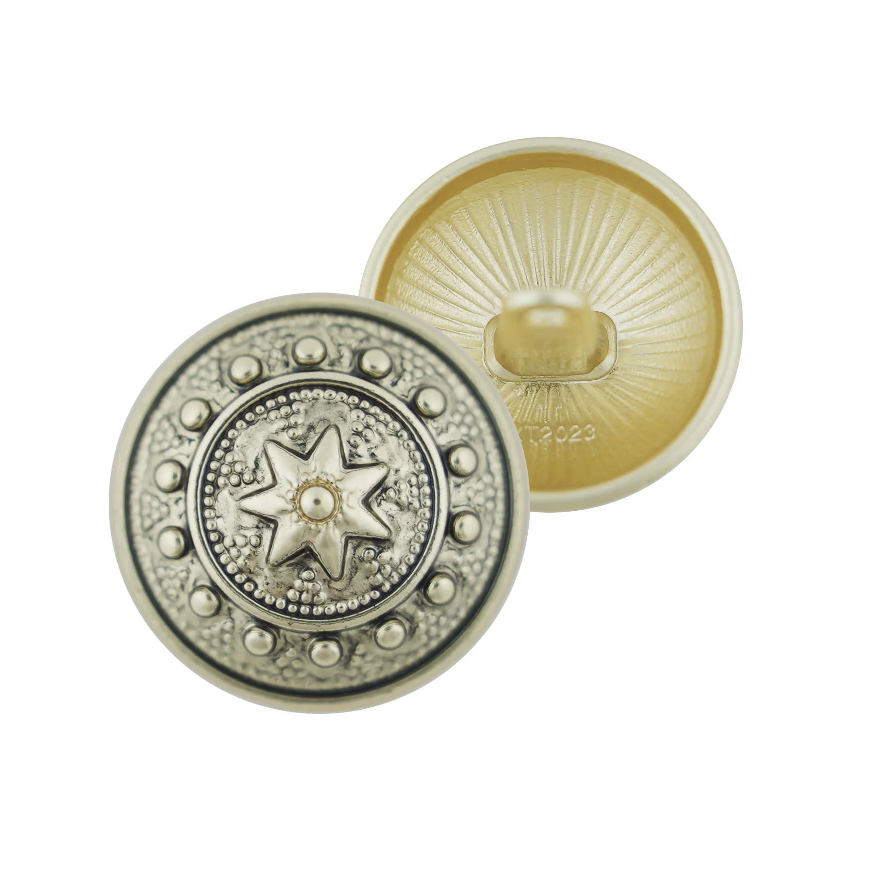 Jinyi Button Factory New Engraved Custom Brand Logo Pattern Design Zinc Alloy Clothes Coat Button Metal Shank Button