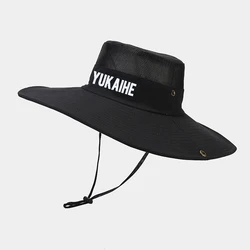 Fashion Quick Drying New Product Summer Outdoor Large Brim Adjustable Size Rope Custom Embroidery Hiking hat