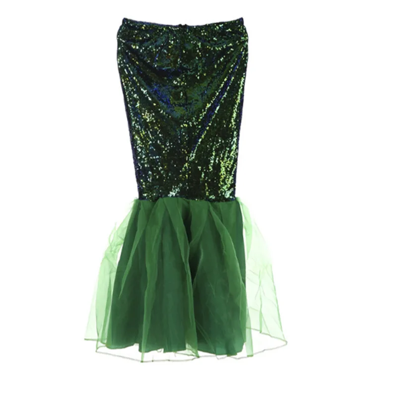 Sexy Hot Womens Adult Mermaid Tail Long Skirt Party Maxi Fancy Cosplay Shiny Halloween Apparel Sequins Costume Princess Ladies