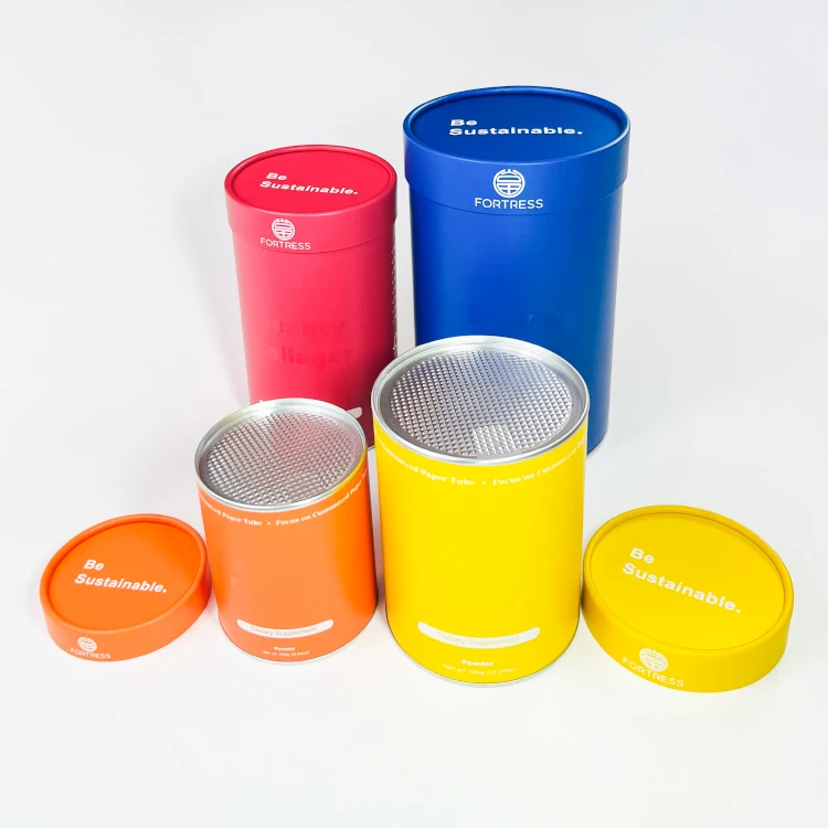 Hot Selling 3pcs Telescope Tube Protein Powder Paper Tube Cardboard Packaging Container with UV Logo