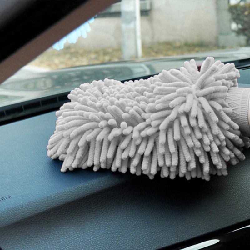 CARSUN мягкие двусторонние синельные перчатки Автомобильная водонепроницаемая ткань для очистки с абсорбирующими щетками мытья