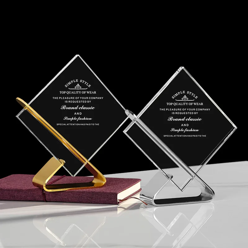 Custom printing crystal glass plaques trophy Factory sale cheap crystal trophy OEM Support samples cheap glass trophy award
