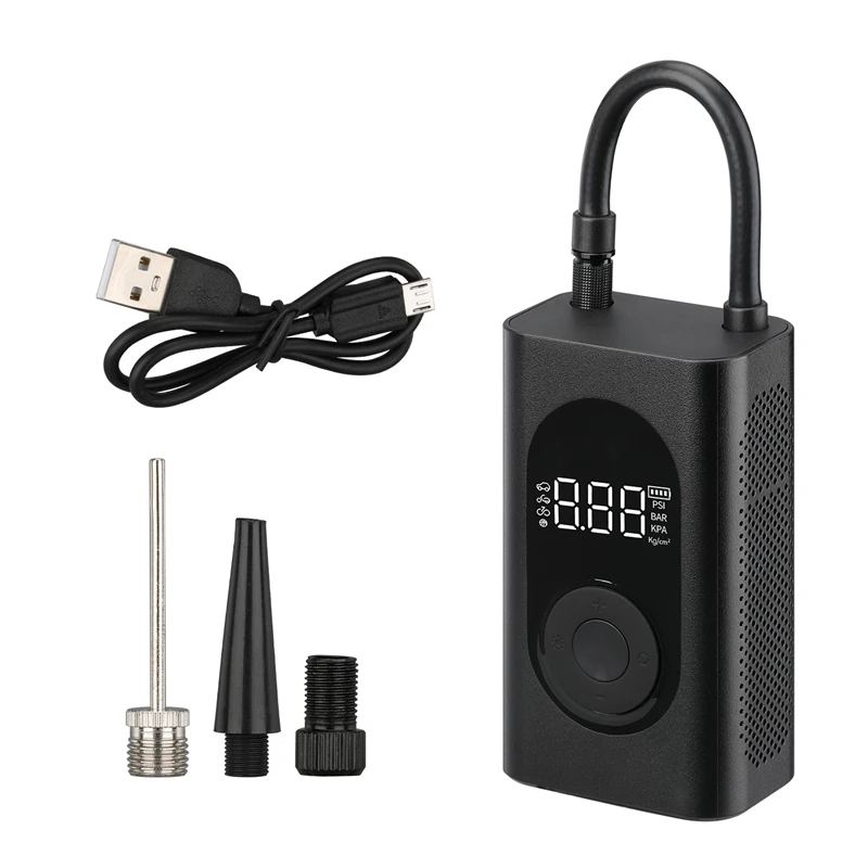 Portable Air Pump Tire Compressor Mini Electric Inflator with Digital LCD Pressure Rechargeable Battery 2000mAh For Power Bank