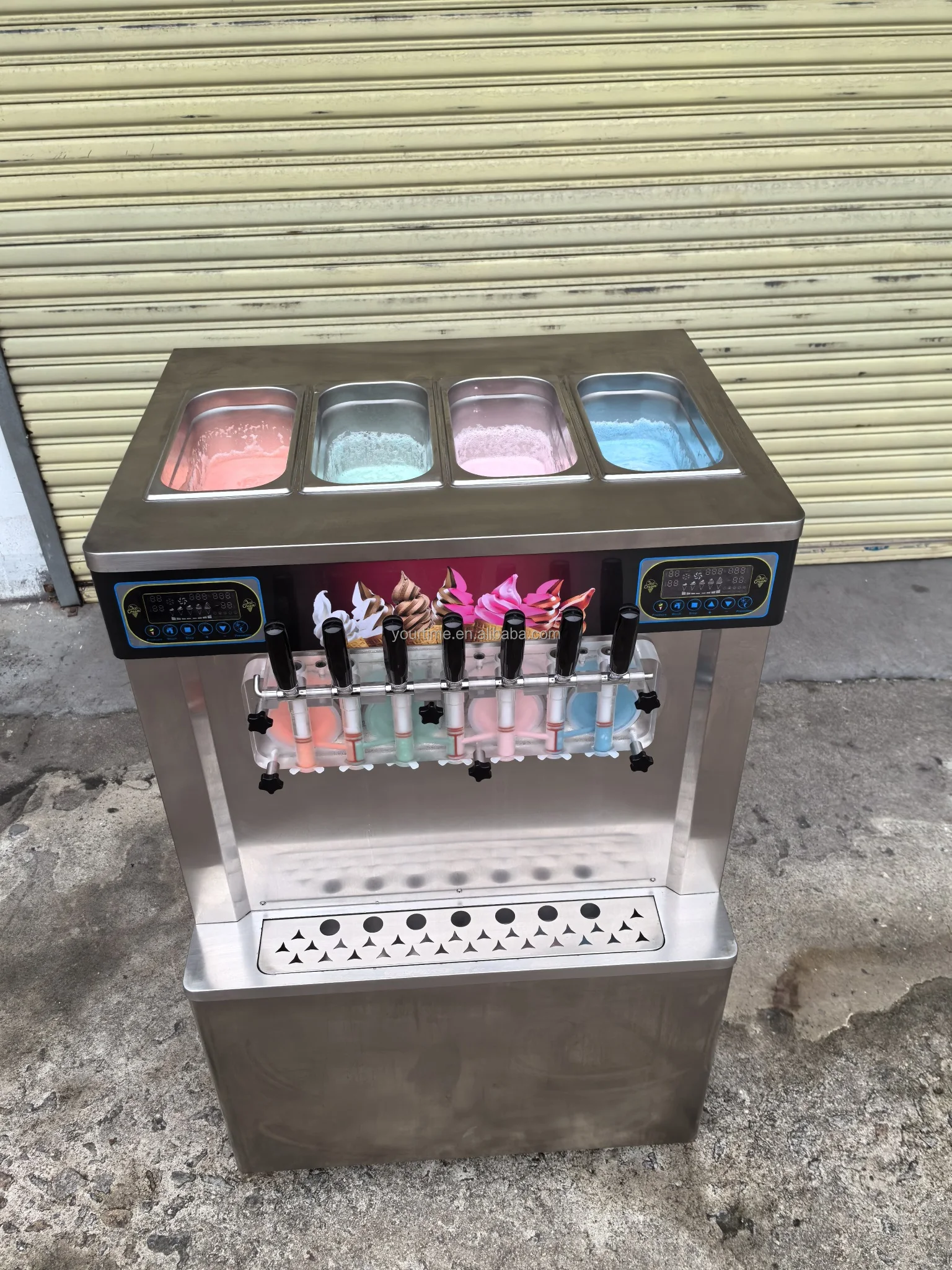 4+3 Mix Flavor Soft Serve 7 Flavors Commercial high production Soft Ice Cream Machine With Air Pump Ice Cream Machines