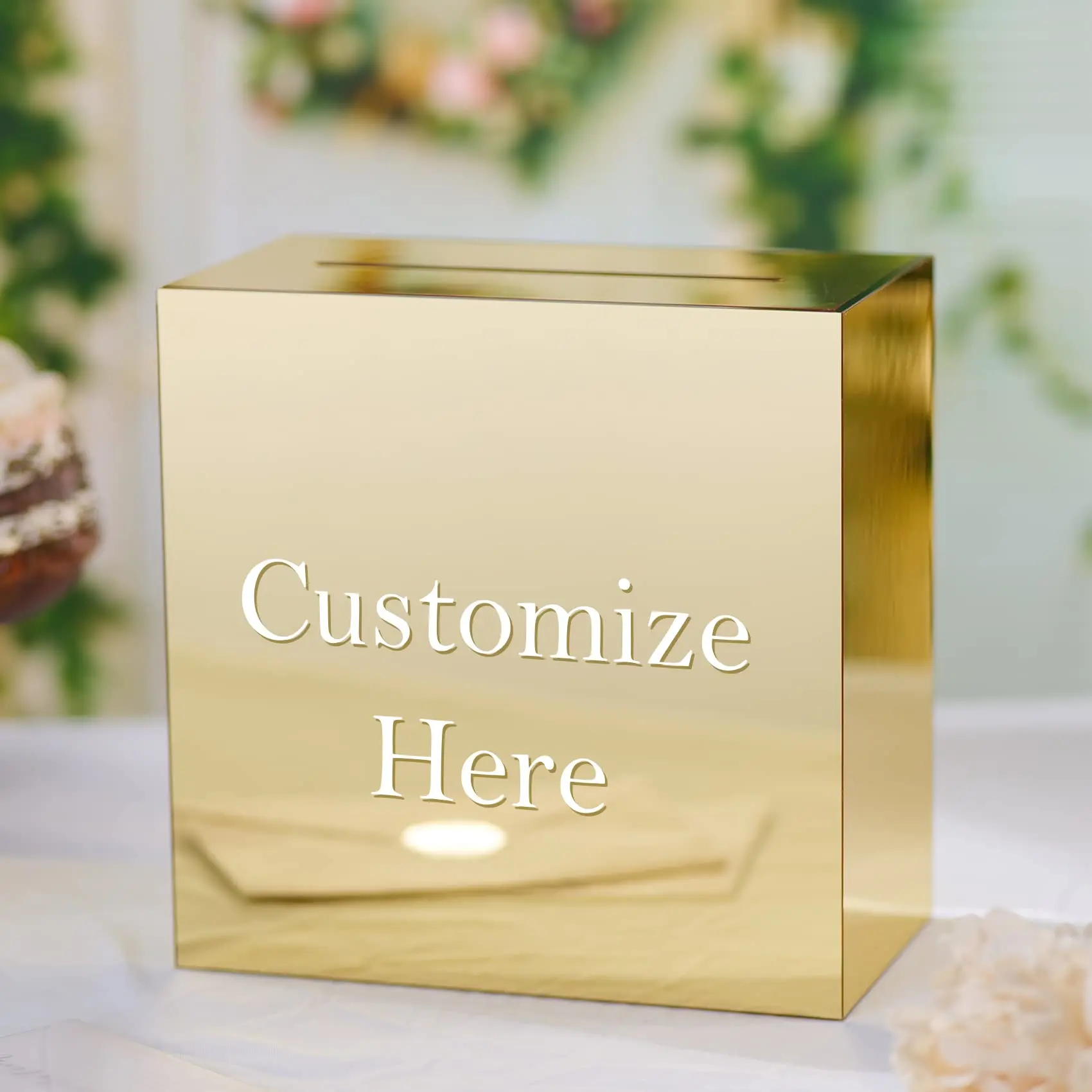 2023 new arrival Wholesale custom acrylic wedding invitations with box acrylic Wedding Wishing Well Card Box