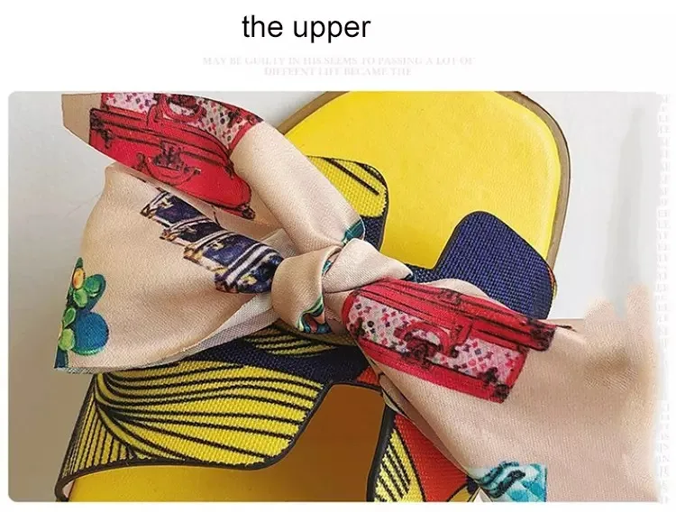 wholesale Summer Popular Women Slide sandal with Bow Decoration Ladies Slipper Printed Flat Slides for girl designer brand