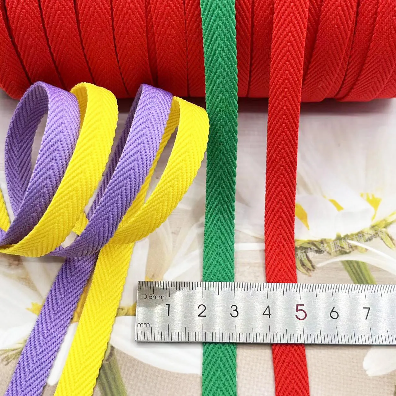 1cm Cotton Ribbon Eco-Friendly Custom Logo Colorful Twill Webbing Cotton Herringbone Tape Ribbon