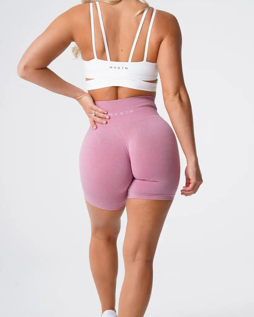 Wholesale hot sell Seamless women Yoga Shorts High Waist Recycled fabric Pastel Pink Pro Shorts