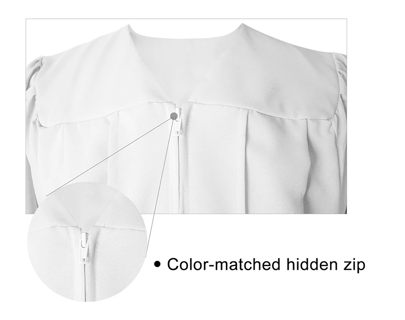 Custom Cheap White Matte Graduation Gown for Sale