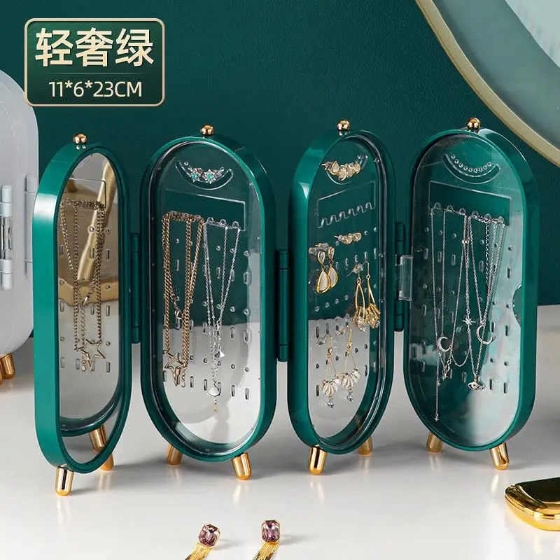 Jewelry Storage caseEarrings Display Stand Bracelet Necklace Organizer Foldable Portable Plastic Box 4 Doors 240 Holes Large