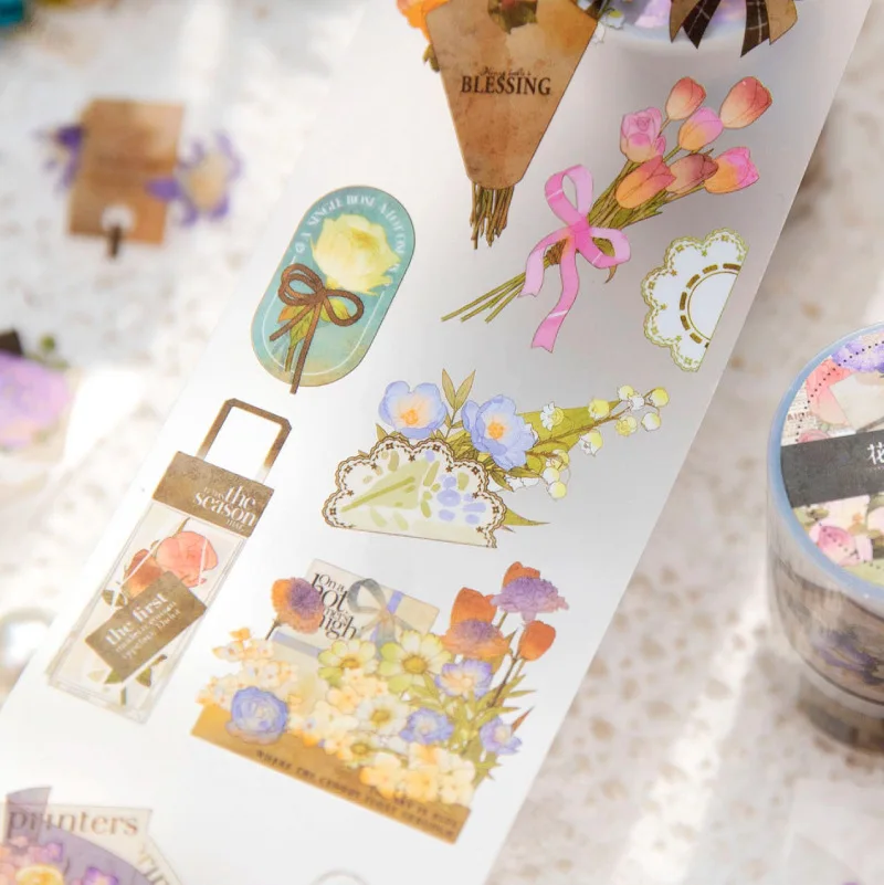 2M/Roll Twilight PET Tape Flower Dynasty Story Series Literary Exquisite Handbook Decorative Material Stickers