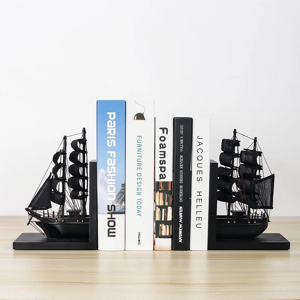 Оптовая продажа деревянный книжный конец Лидер продаж декоративная модель пиратского корабля стол для дома и офиса настольный органайзер