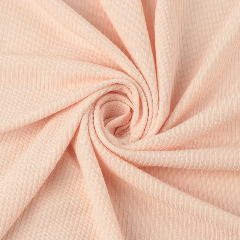 Wholesale 60s 170GSM 2x2 Rib Stretch 91% Rayon 9% Spandex Elastane Ribbed Fabric For Clothing